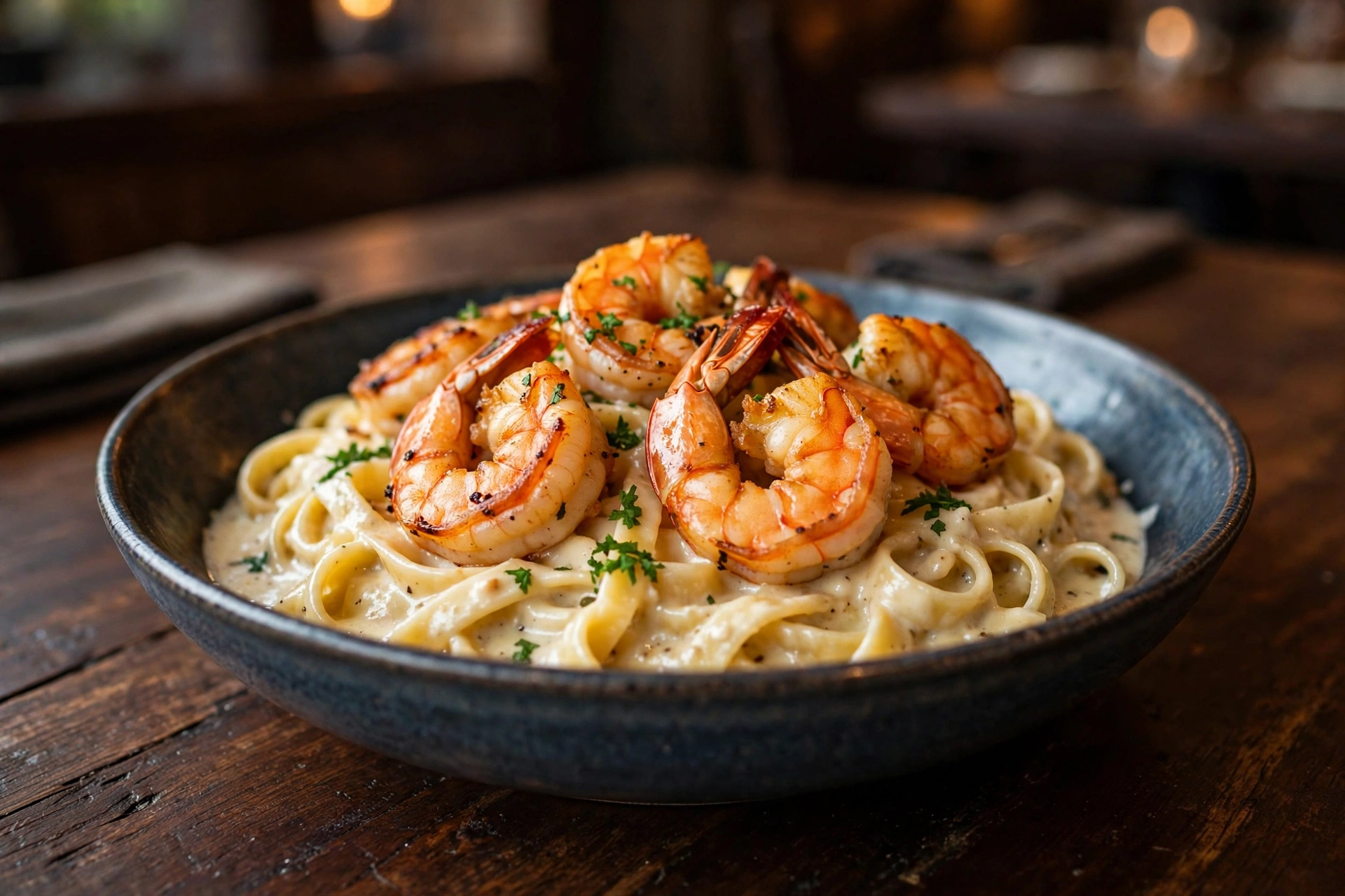 Fettuccini en salsa de langostino