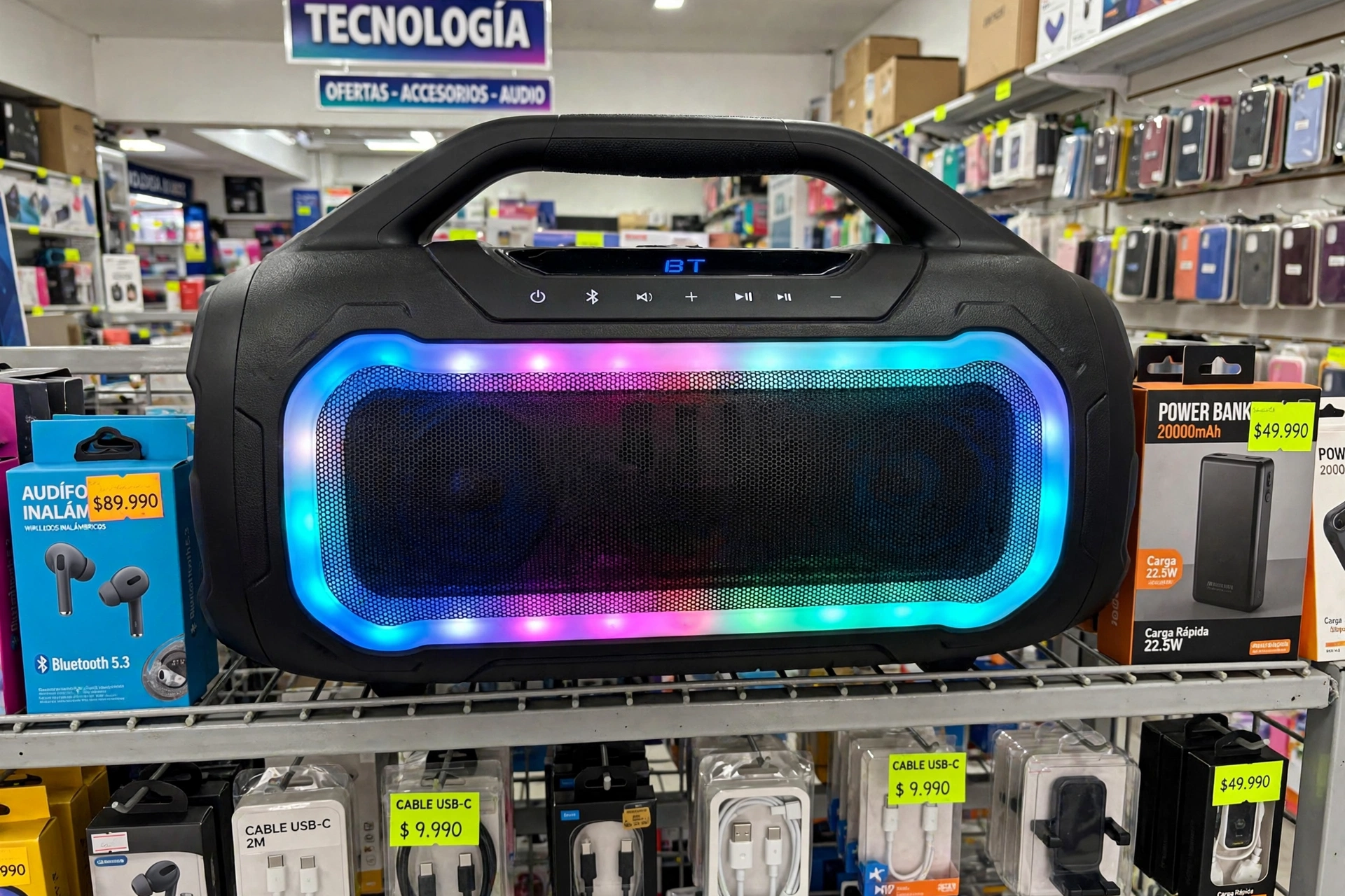 Parlante Boombox 4 LED
