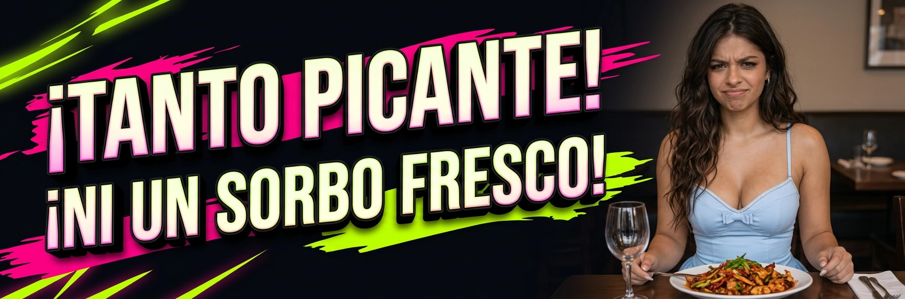 Modelo azul · ¡TANTO PICANTE! ¡NI UN SORBO FRESCO!