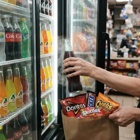Combo de snacks y bebidas heladas