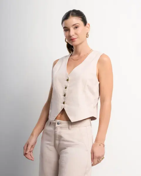 Chaleco Acolchado Beige Arena