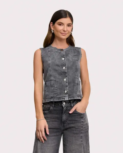 Chaleco Denim Rose Light Grey
