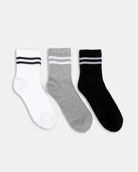 Calcetines Pack x3 Belinda Melange/Negro New/Blanco