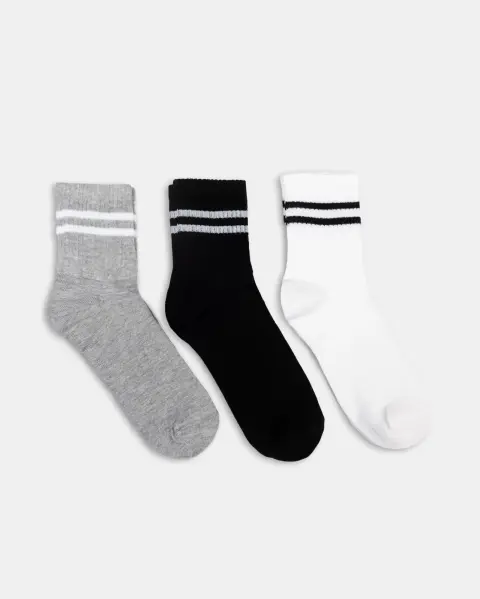Calcetines Pack x3 Belinda Melange/Negro/Blanco