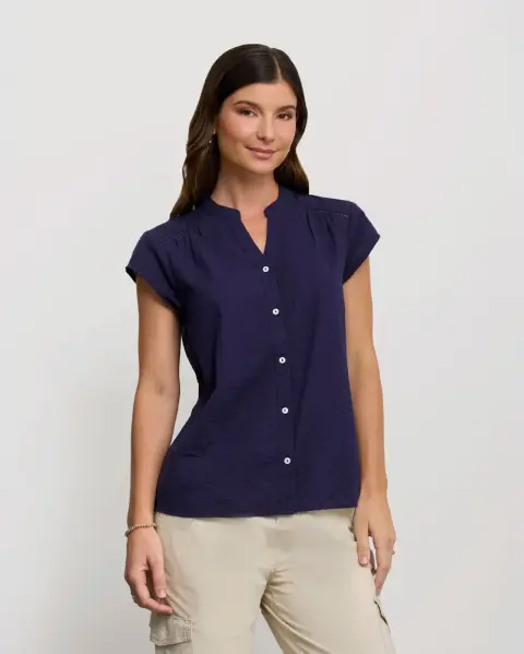 Blusa Cata Solido Azul Náutico