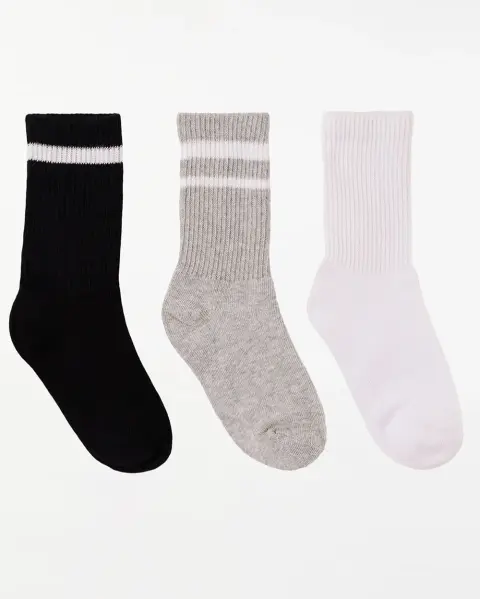 Calcetines Medias Pack De 3 Unidades Unisex Riley Negro/gris/blanco