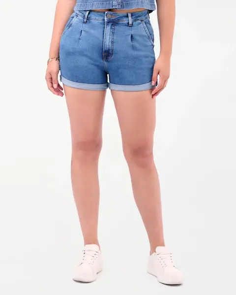 Short Denim Mom Fit Dirty Bleach