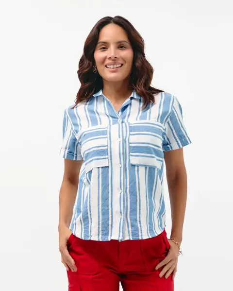 Blusa Camila Print Azul Atlántico