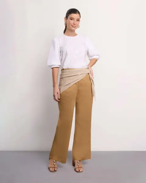 Pantalón Wide Leg Beige