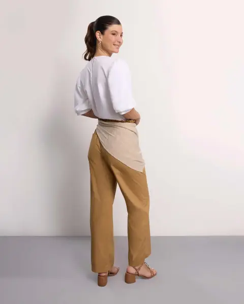 Pantalón Wide Leg Beige