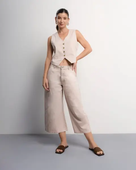 Pantalón Recto Beige Arena