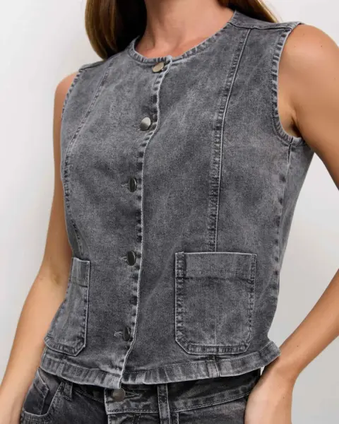 Chaleco Denim Rose Light Grey