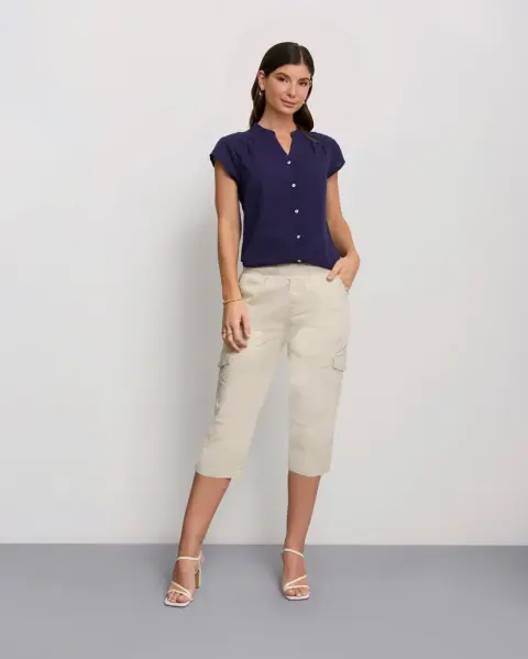 Blusa Cata Solido Azul Náutico