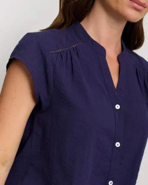 Blusa Cata Solido Azul Náutico