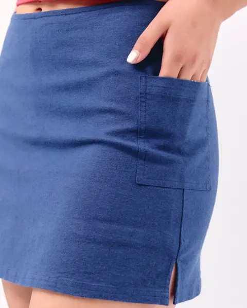 Falda Lina Azul Atlántico