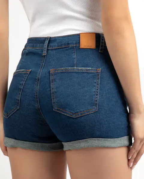 Short Jean Mom Azul Oscuro
