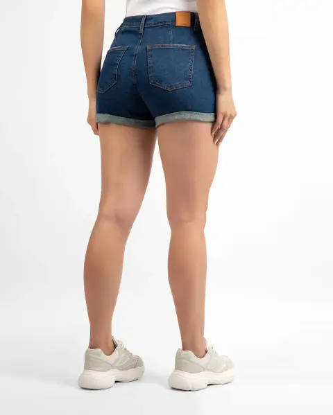 Short Jean Mom Azul Oscuro