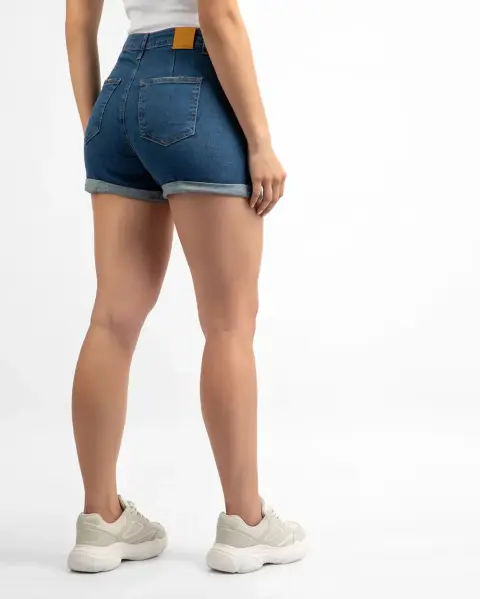 Short Jean Mom Azul Medio