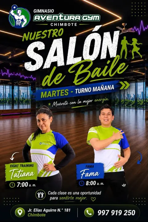 Gimnasio Aventura Gym Chimbote: musculación, funcional, fight training y clases de baile en Jr. Elías Aguirre 181, Chimbote