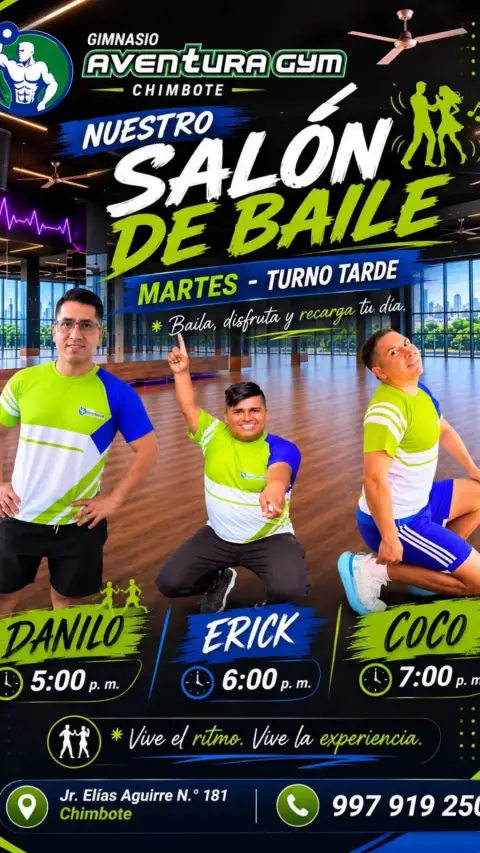 Gimnasio Aventura Gym Chimbote: musculación, funcional, fight training y clases de baile en Jr. Elías Aguirre 181, Chimbote