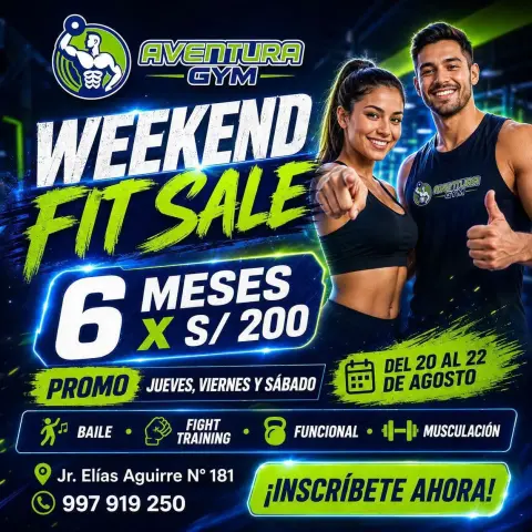 Gimnasio Aventura Gym Chimbote: musculación, funcional, fight training y clases de baile en Jr. Elías Aguirre 181, Chimbote