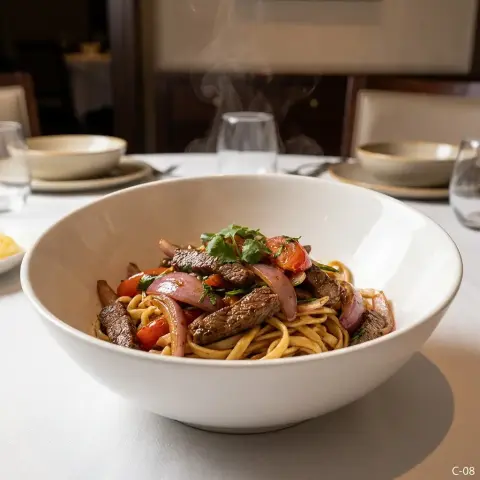 Tallarín Saltado de Carne o Pollo