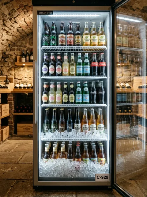 Bebidas heladas y gaseosas en tienda