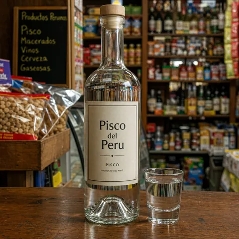 Botella de pisco peruano quebranta