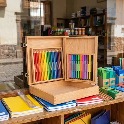 Caja de colores y plumones