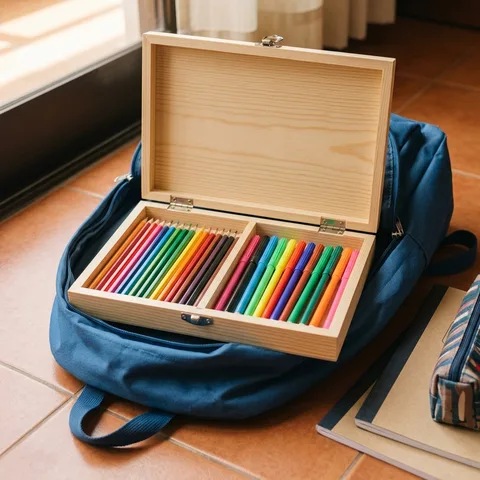 Caja de colores y plumones