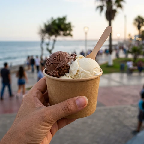 Helado en vaso para paseo