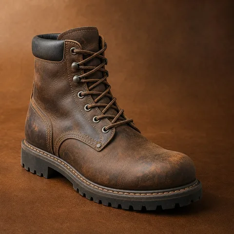 Bota de seguridad industrial con punta de acero y plantilla antiperforación certificada