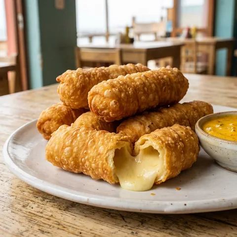 Tequeños rellenos de queso caliente