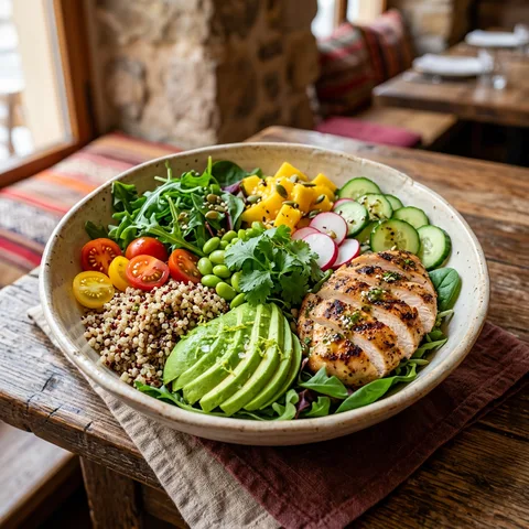 Bowl saludable con pollo fresco