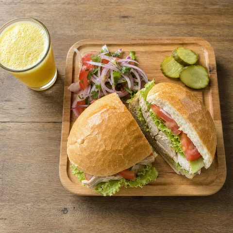 Sánguche de pollo deshilachado clásico