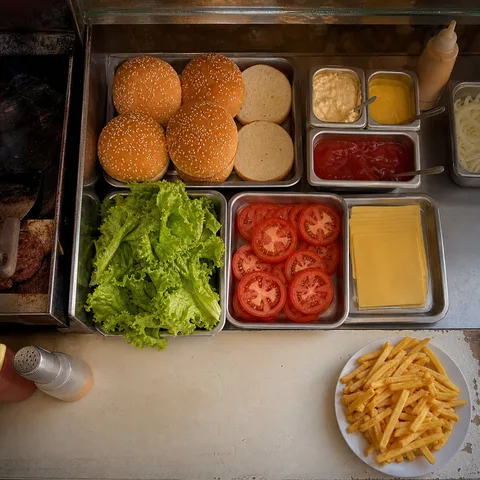 Hamburguesa doble con papas fritas
