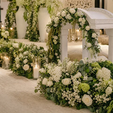 Arco floral para pasillo de boda