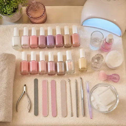 Uñas de gel construidas con molde y esmaltado
