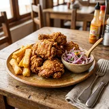 Chicharron de pollo crocante con papas
