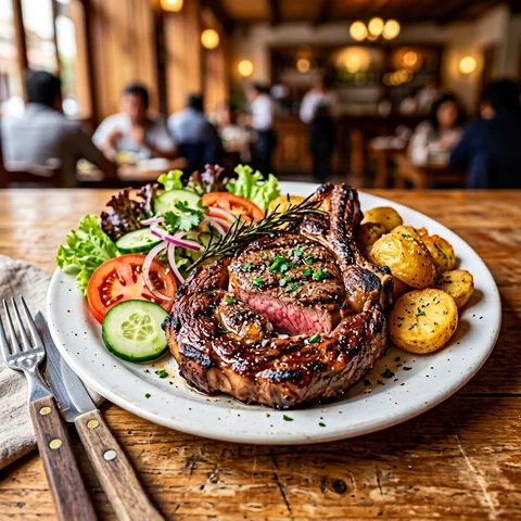 Churrasco a la parrilla con guarnición