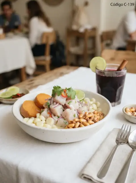 Ceviche de pescado fresco con camote