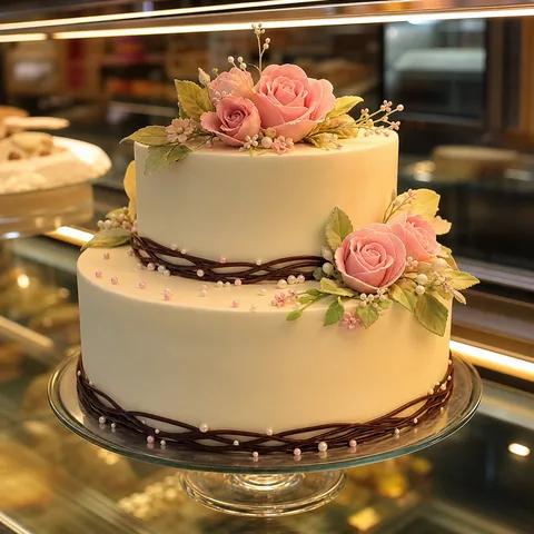 Torta fina de dos pisos decorada