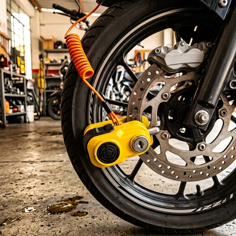 Traba disco con alarma antirrobo colocada