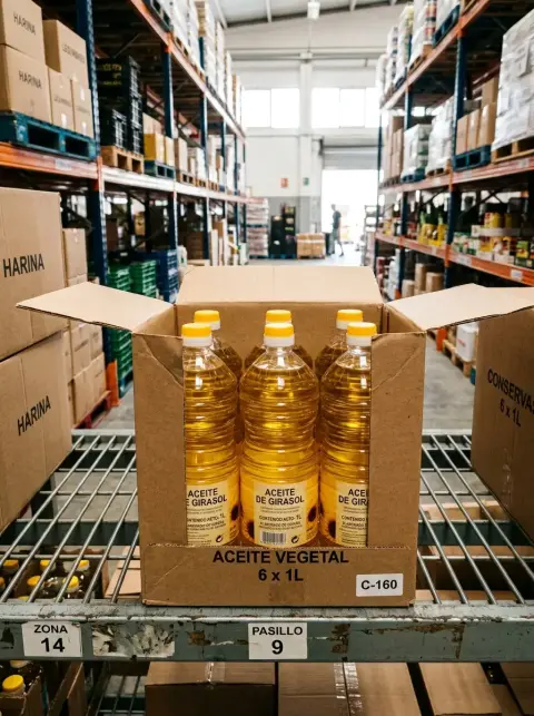 Caja de aceite vegetal (6 botellas de 1 L)