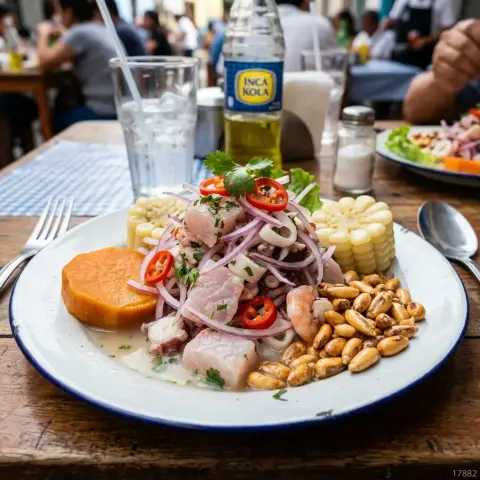 Ceviche mixto con chicharrón de pota