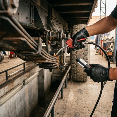 Inspección y engrase de chasis articulado