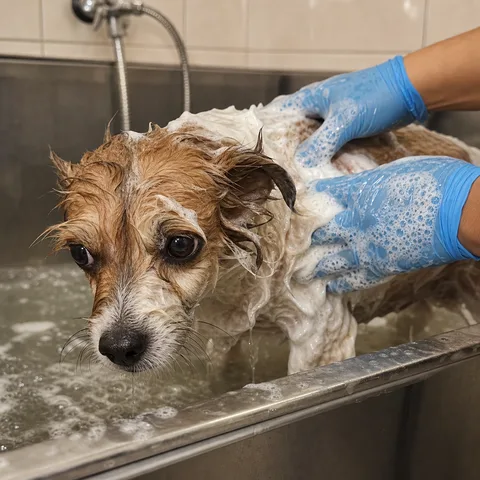Servicio de baño medicado para perros