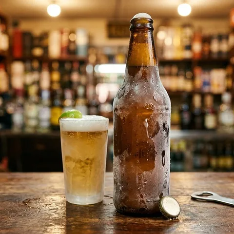Cerveza helada en botella para acompañar
