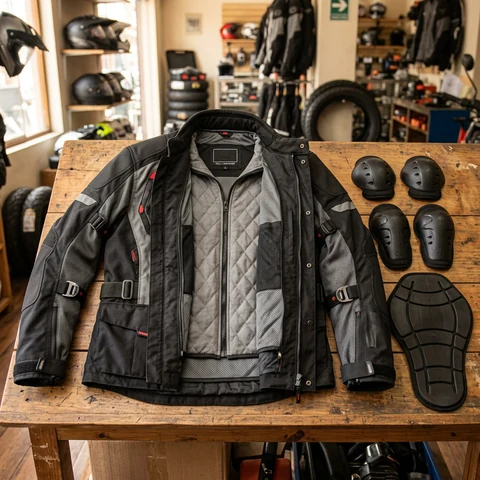 Casaca de moto impermeable con protectores