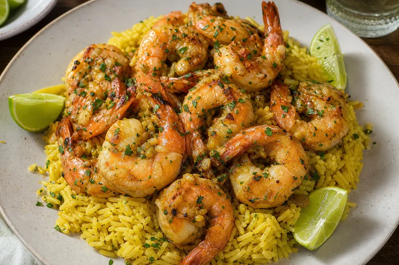 Arroz con mariscos del wok